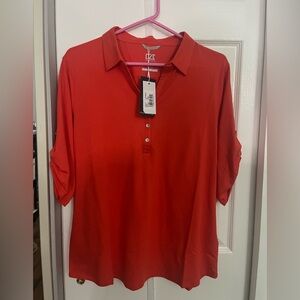 Cutter & Buck Orange Women's Button Down Shirt Size XL